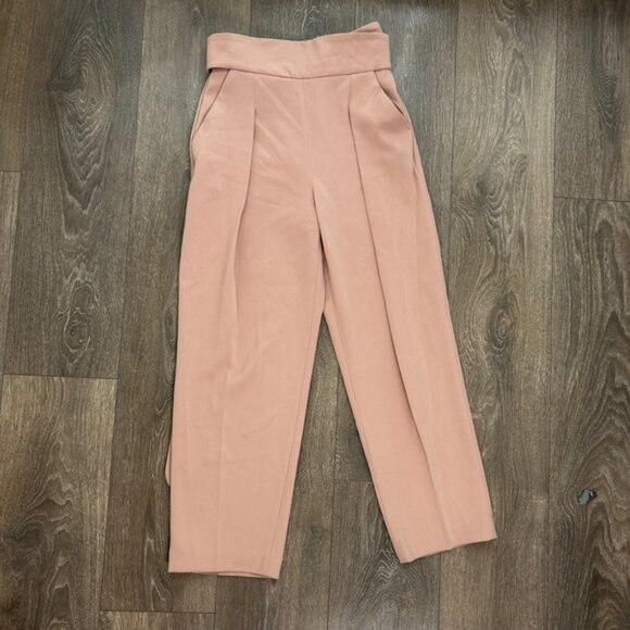 Aritzia Wilfred Feuille Pants Front Tie Belted Straight leg High Rise Waist Pink - Picture 7 of 15